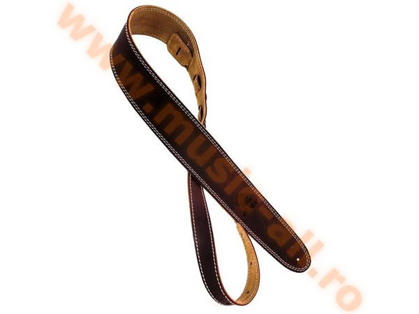 Shaman Standard 03 leather guitar strap, brown, white stitching, smooth