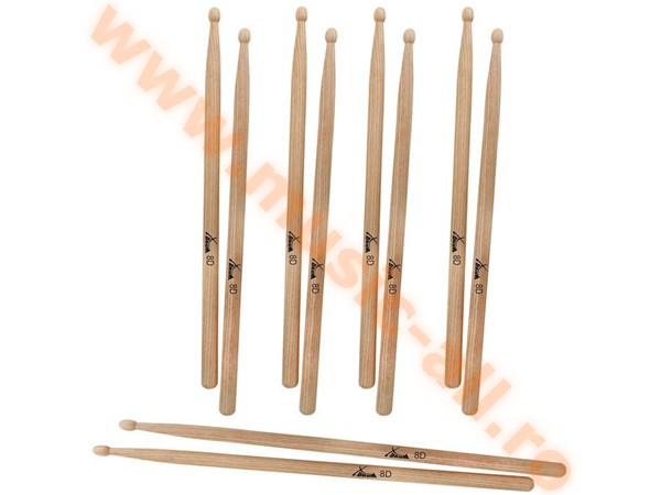 XDrum 8D Hickory Wood Drum Sticks, 5 pairs