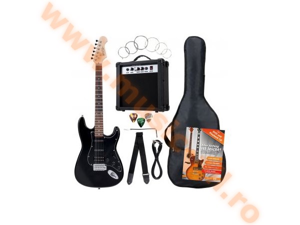 Rocktile Banger's Power Pack E-Gitarren Set, 8-teilig Black