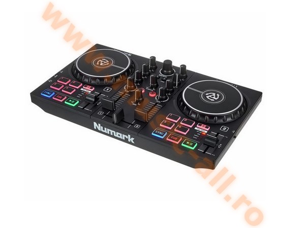 Consola de DJ Numark Party Mix MK2, 2 canale, Mod Scratch, Sync, Loop, Joc de lumini incorporat, 8 Pad-uri RGB, Iesire Jack 3.5mm, Iesire casti, soft Serato DJ Lite inclus
